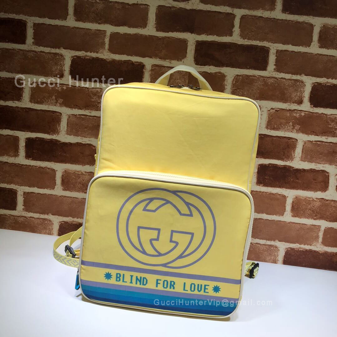 Gucci Medium Backpack With Interlocking G Print Yellow 536724